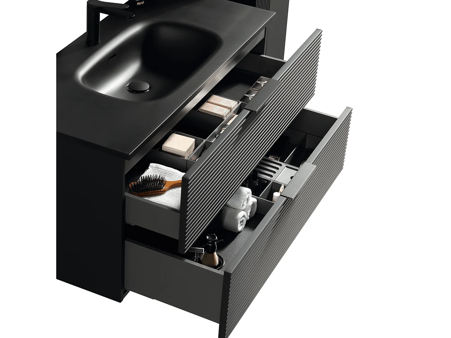 Meuble avec vasque encastrée 100 cm noir Aqualinea