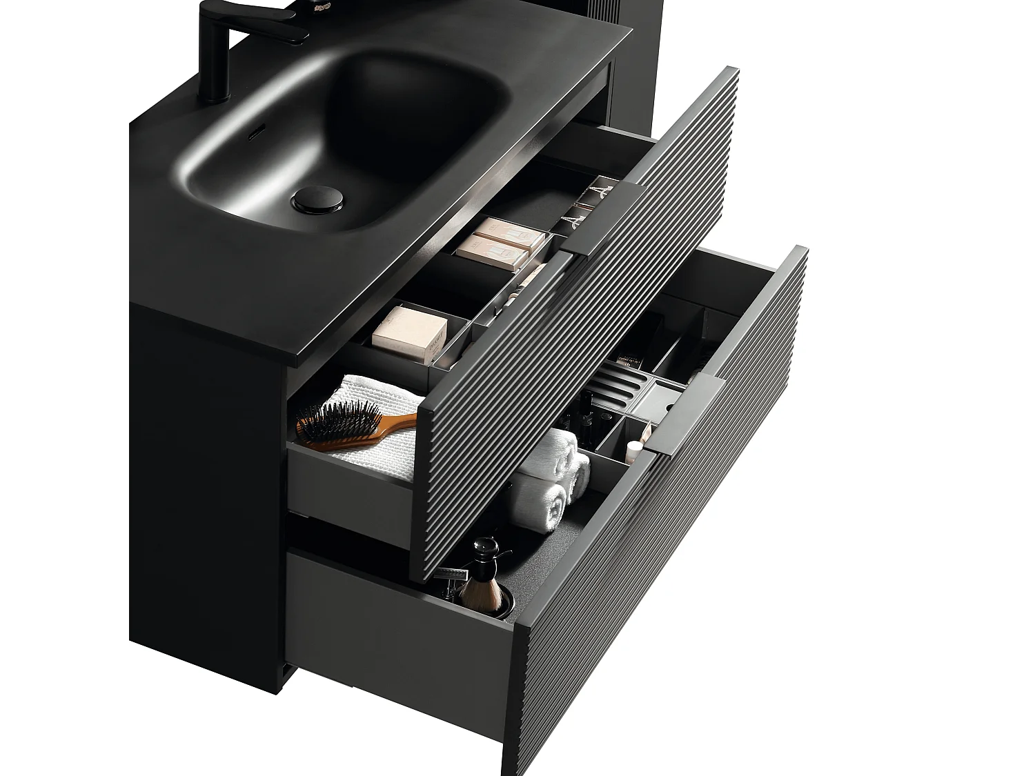 Meuble avec vasque encastrée 100 cm noir Aqualinea