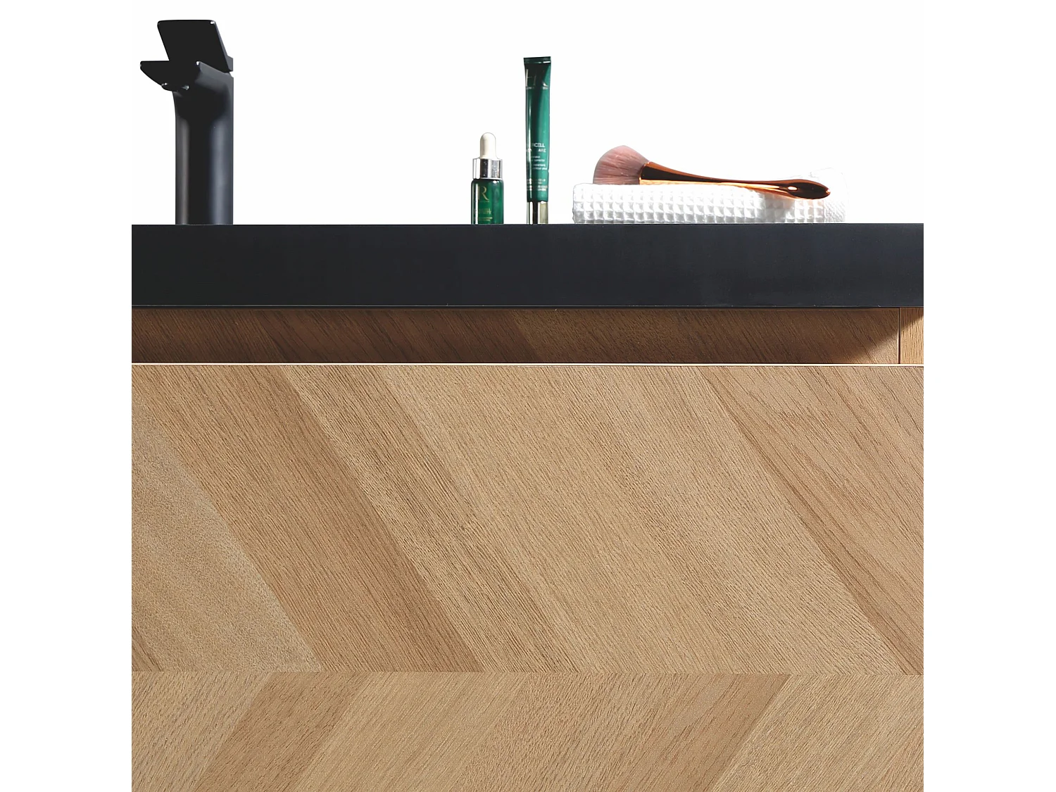 Meuble avec vasque 100 cm chevron aspect chêne Aquapunto