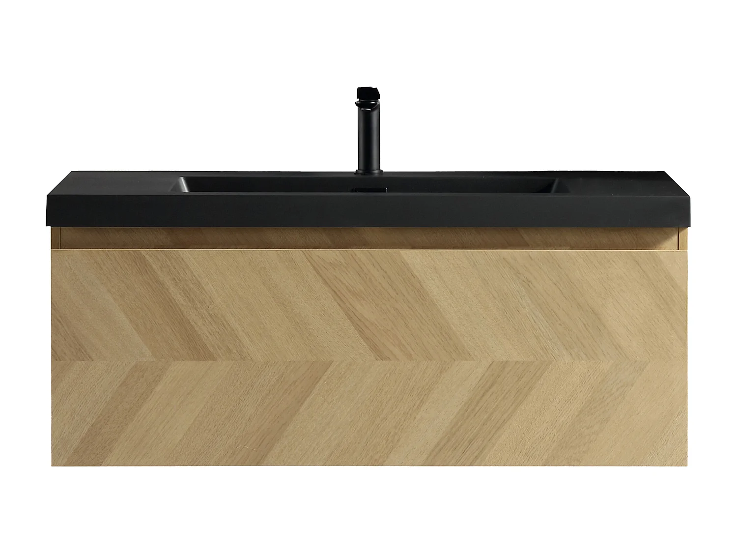 Meuble avec vasque 100 cm chevron aspect chêne Aquapunto