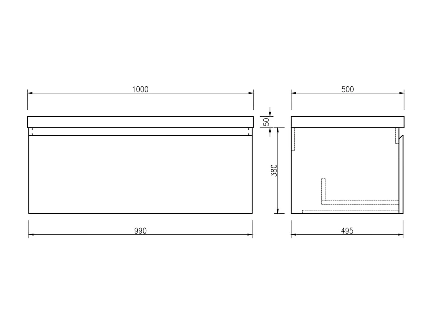 Meuble avec vasque 100 cm chevron aspect chêne Aquapunto