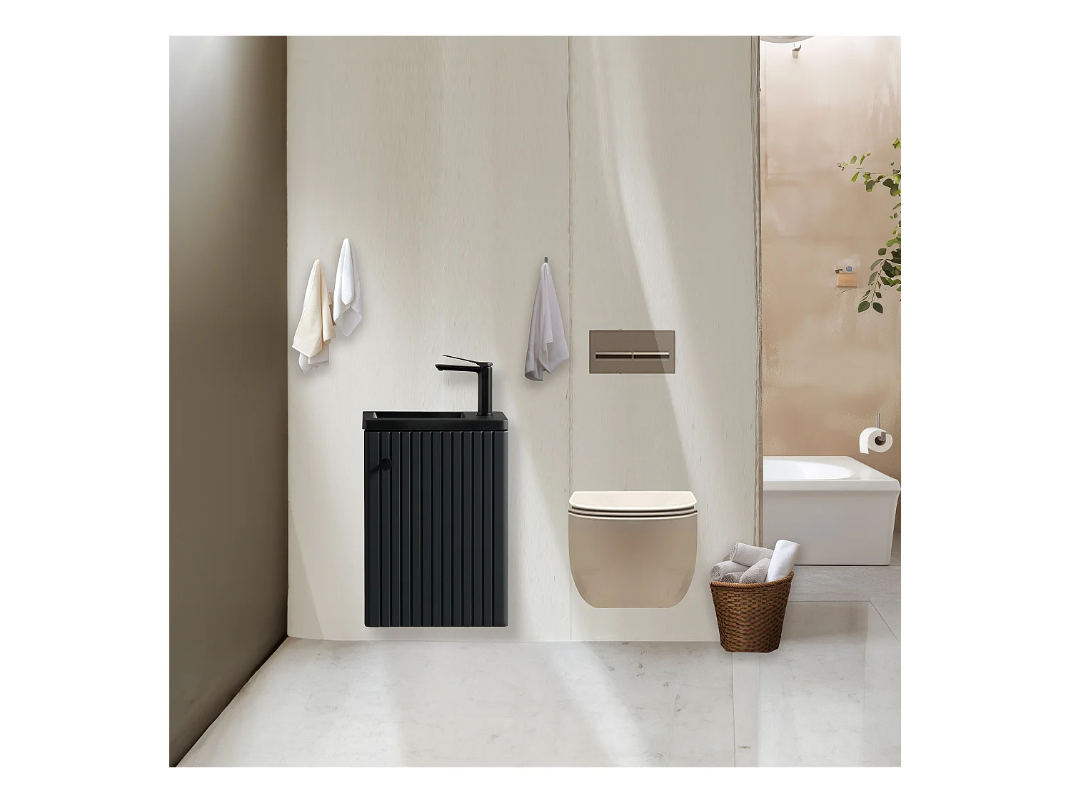 Meuble lave-main Aquanero noir 40 cm
