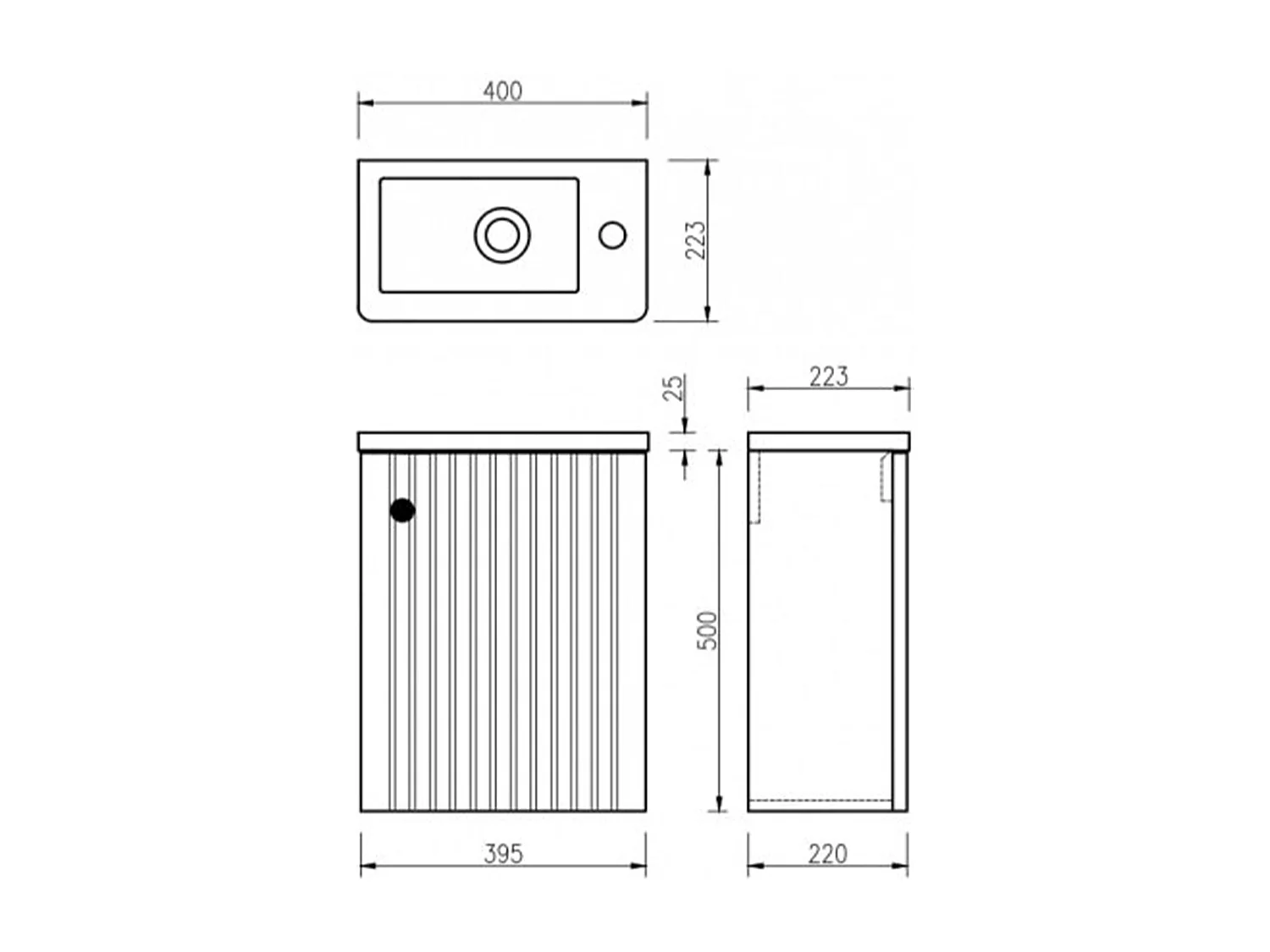 Meuble lave-main Aquanero noir 40 cm