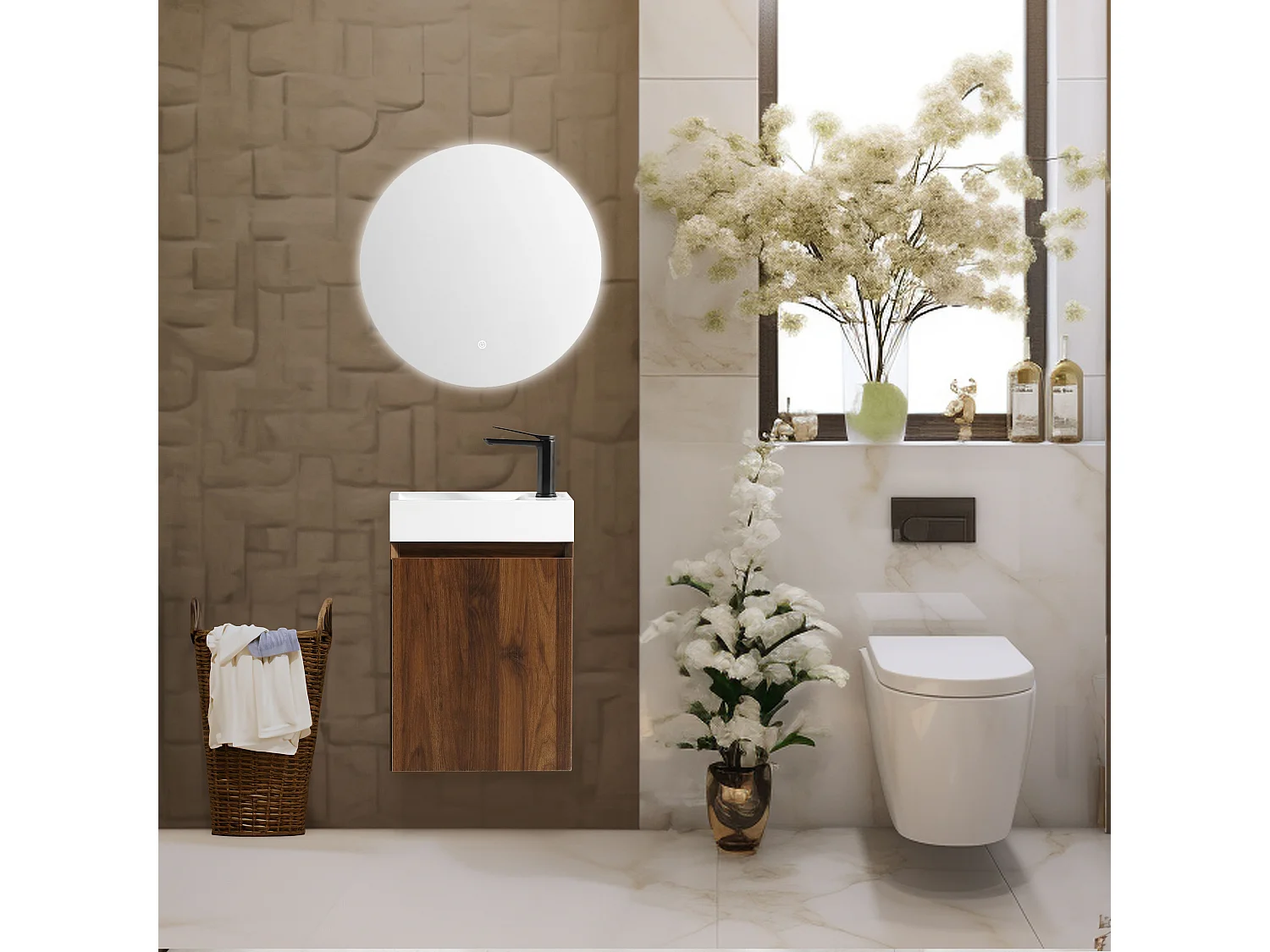 Lave-main salle de bain Aquastretto 40 cm chêne brun vieilli