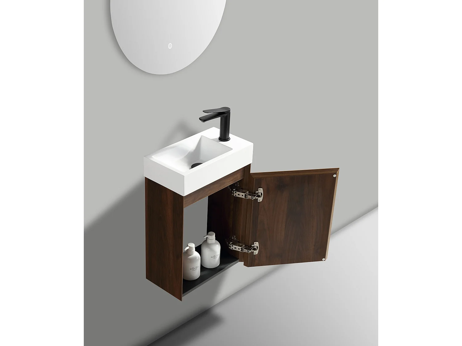 Lave-main salle de bain Aquastretto 40 cm chêne brun vieilli