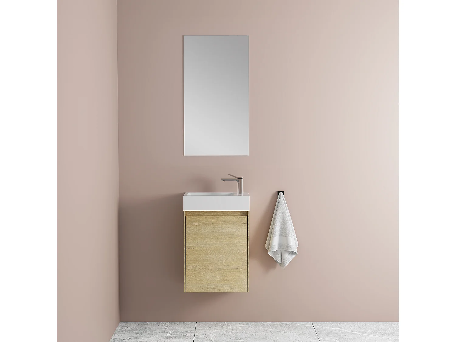 Lave main 40 cm chêne rustique clair Aquastretto