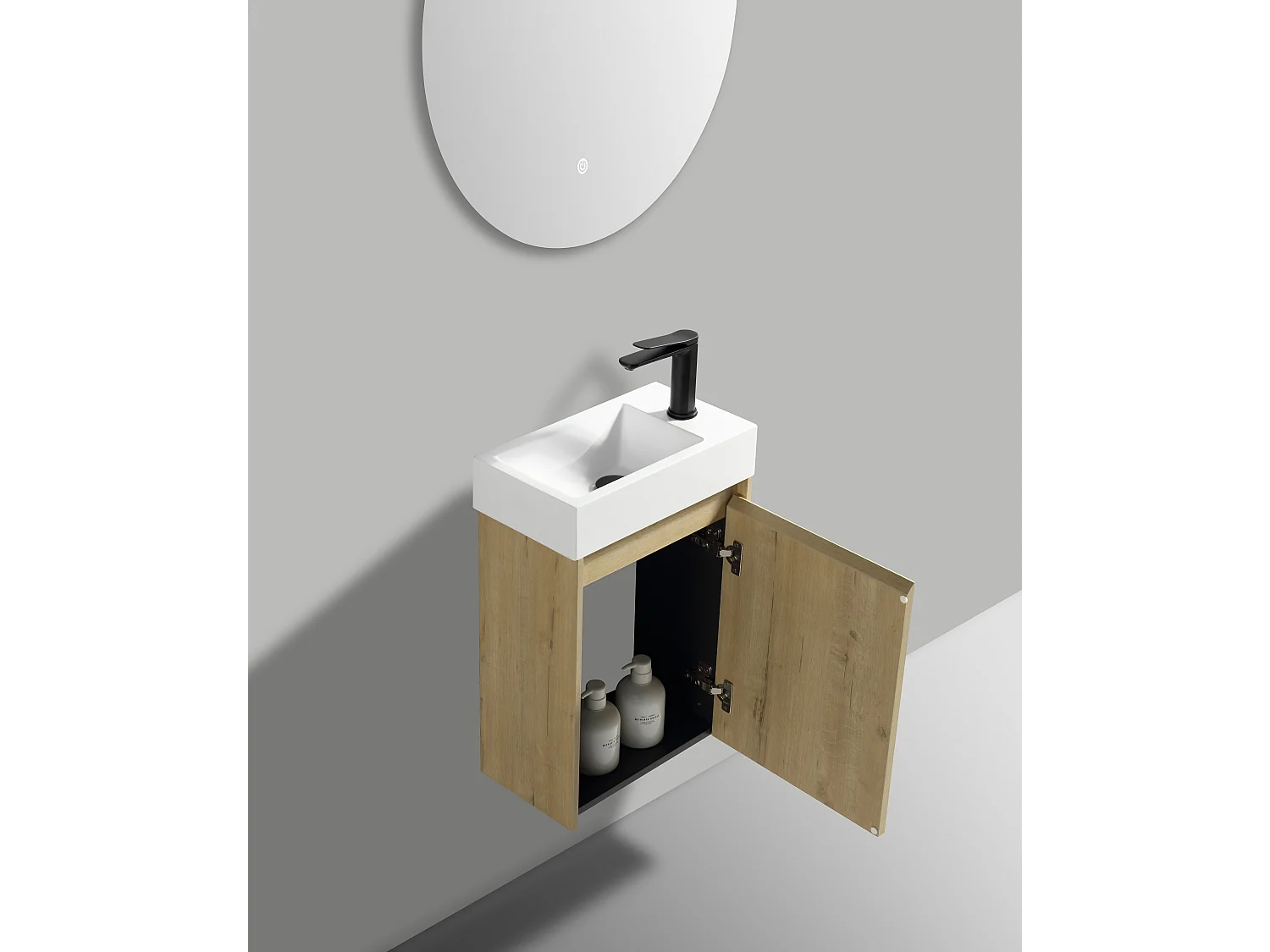 Lave main 40 cm chêne rustique clair Aquastretto