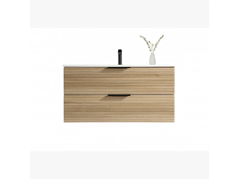 Meuble avec vasque encastrée 100 cm chêne clair Aqualinea