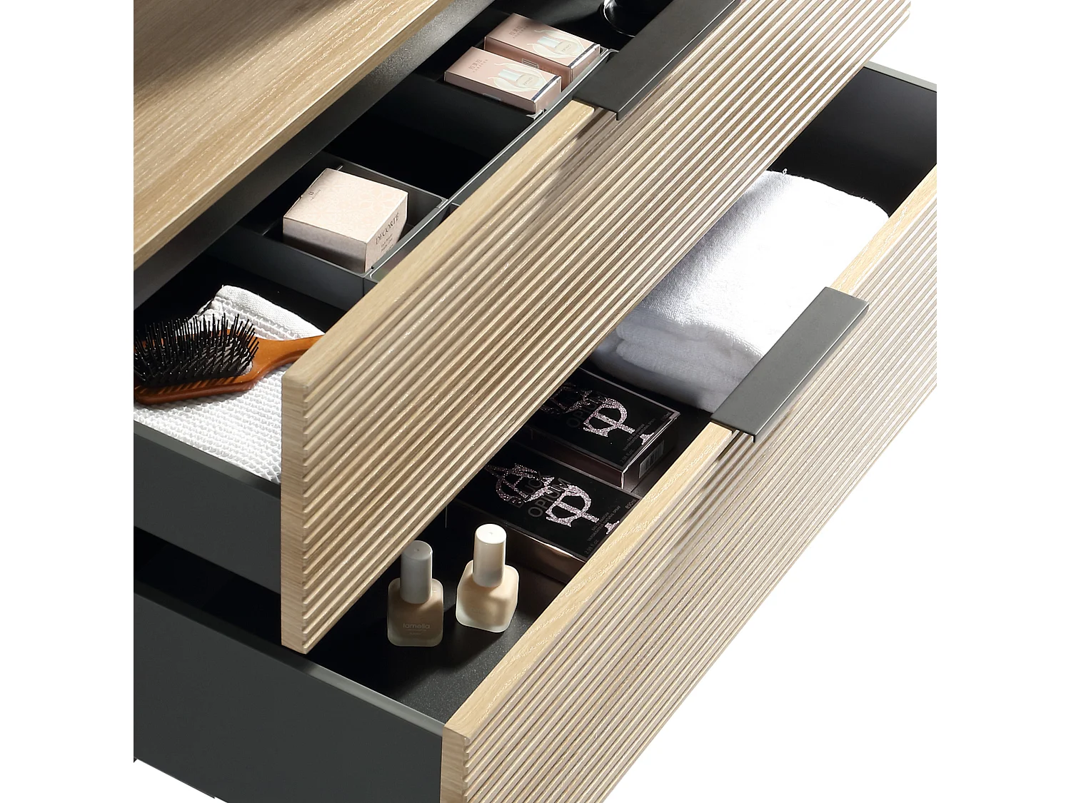 Meuble avec vasque encastrée 100 cm chêne clair Aqualinea