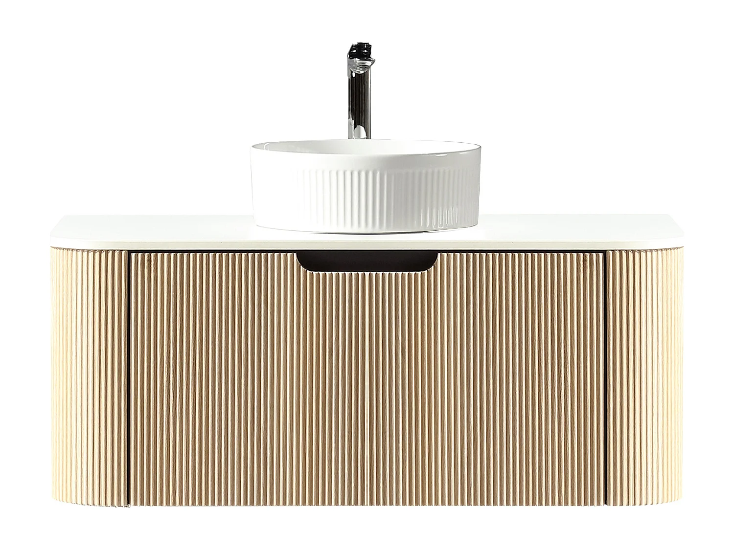 Meuble 120 cm chêne clair Aquagiro avec vasque à poser blanche wave