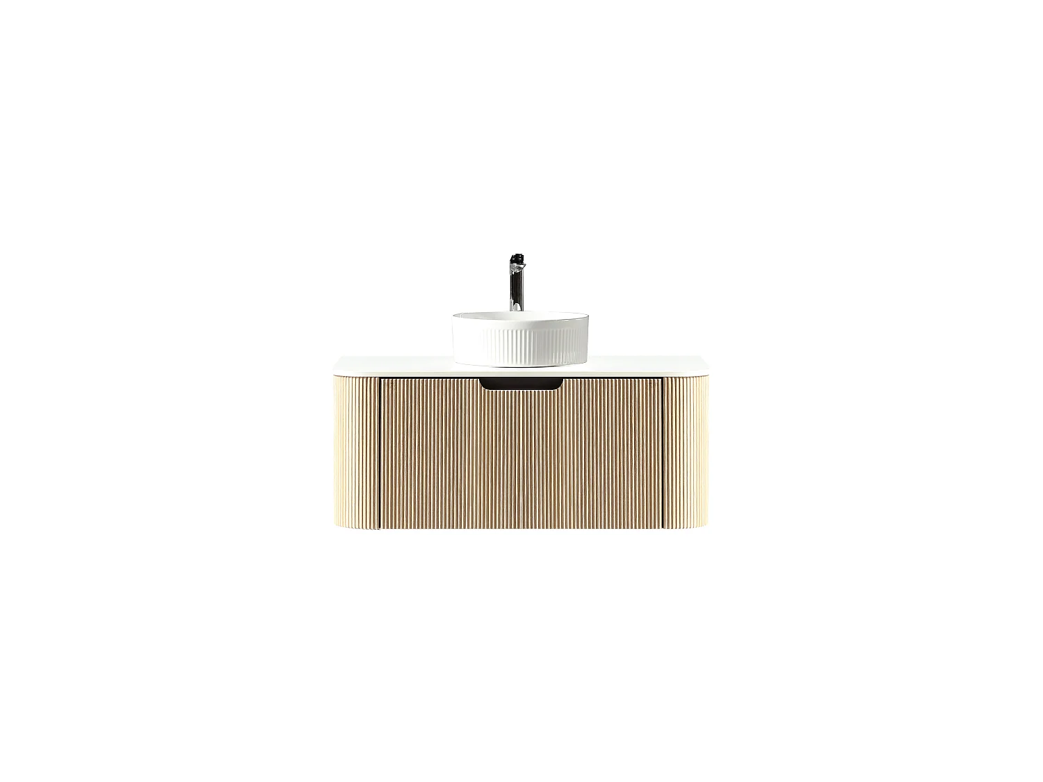 Meuble 120 cm chêne clair Aquagiro avec vasque à poser blanche wave