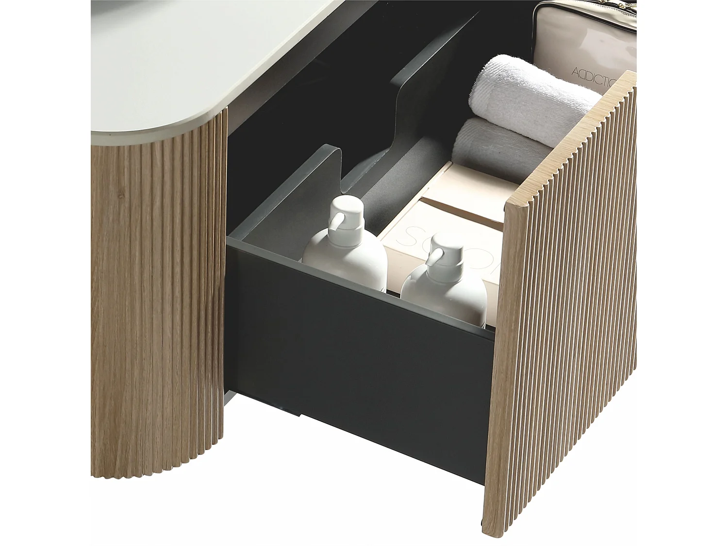 Meuble 120 cm chêne clair Aquagiro avec vasque à poser blanche wave
