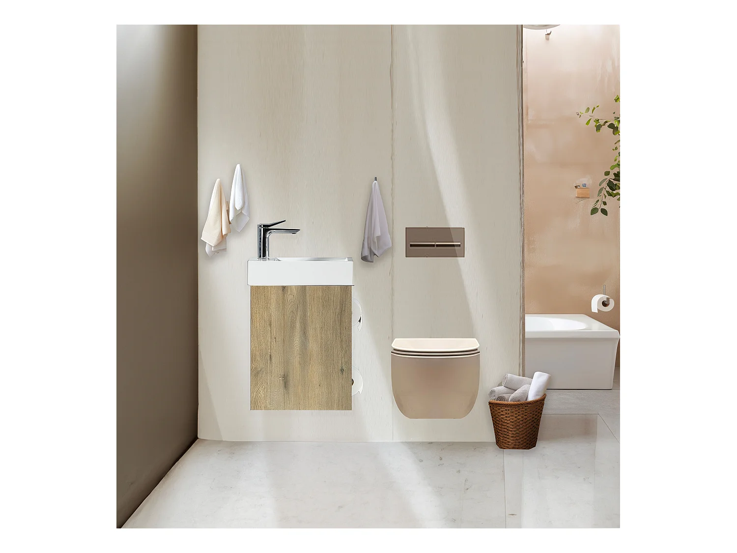 Lave main chêne brun 40 cm Aquaba