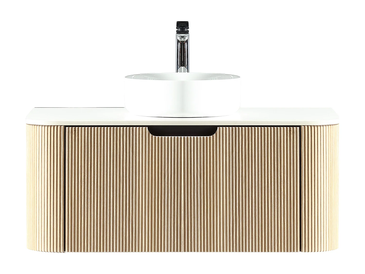 Meuble 100 cm chêne clair Aquagiro avec vasque à poser blanche wave