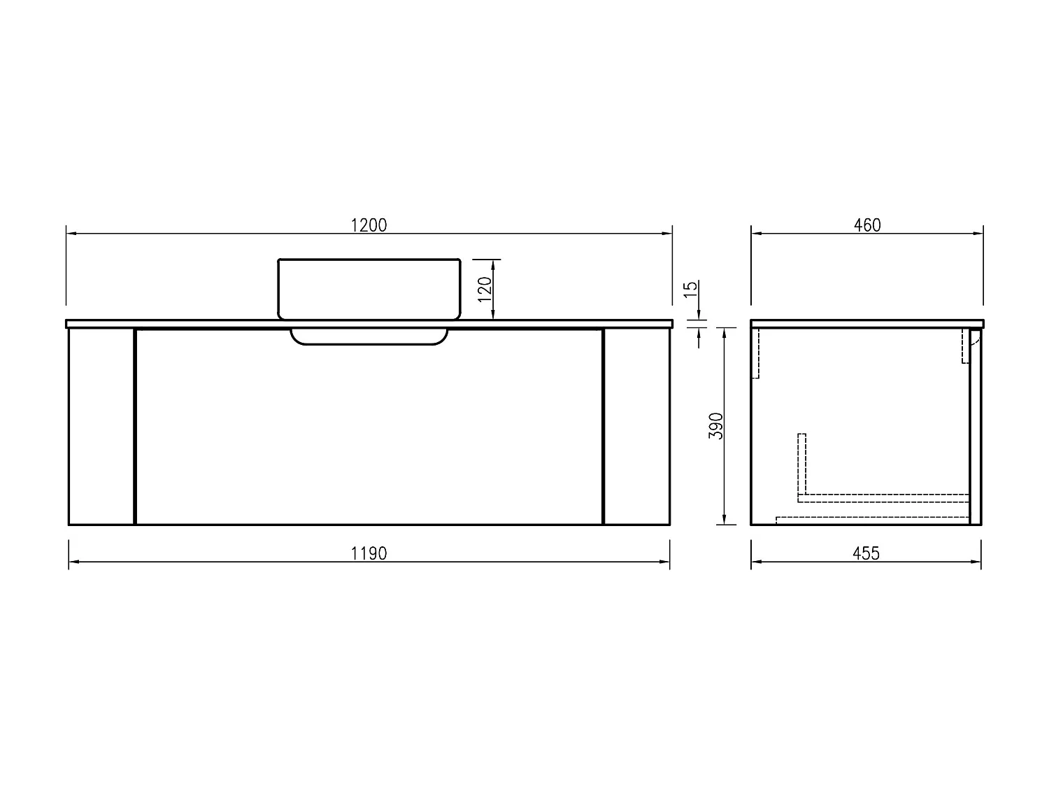 Meuble 120 cm chêne clair Aquagiro avec vasque à poser blanc brillant