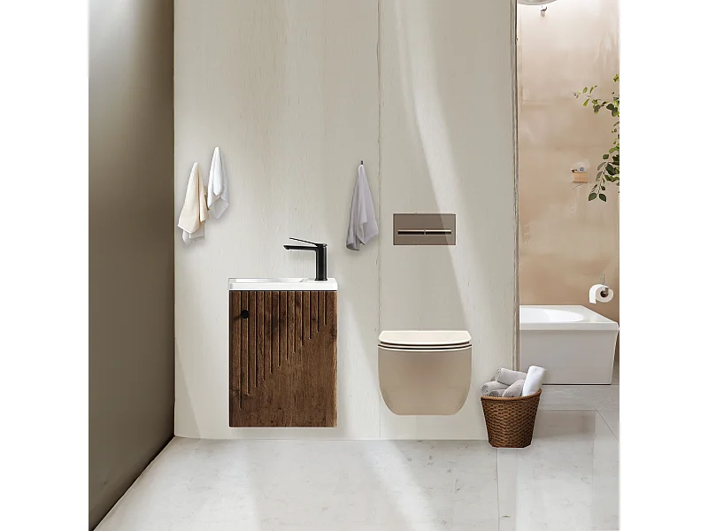 Lave main 40 cm chêne brun vieilli Aqualegno