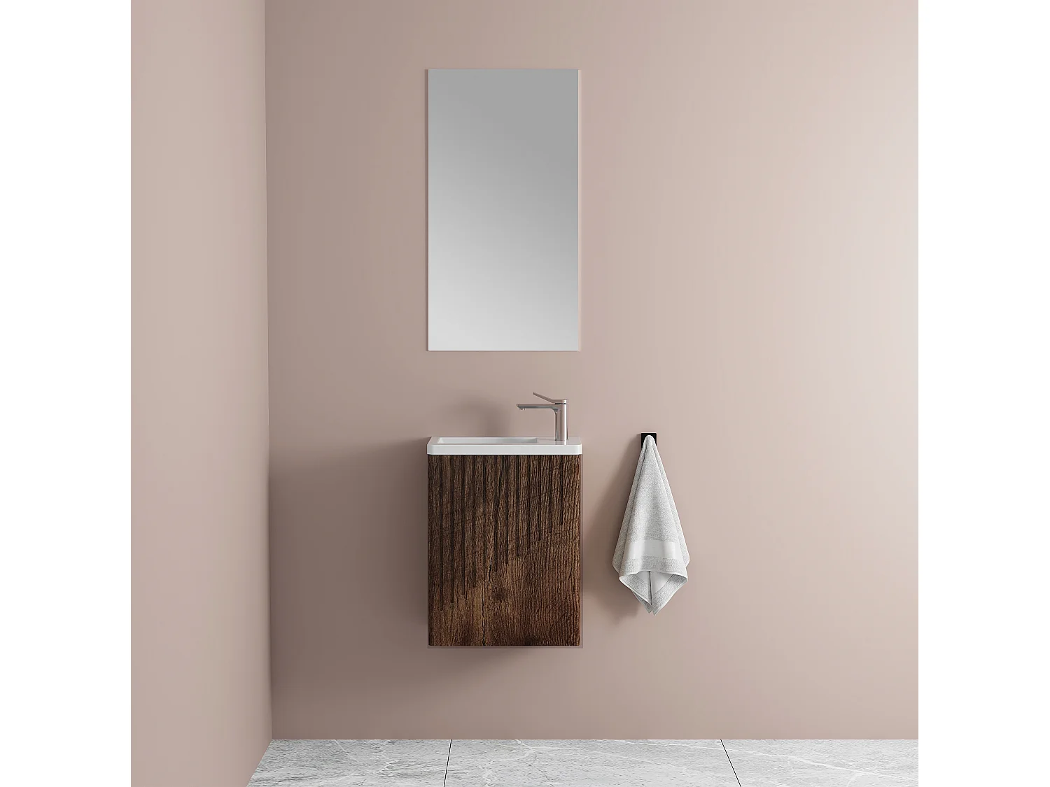 Lave main 40 cm chêne brun vieilli Aqualegno