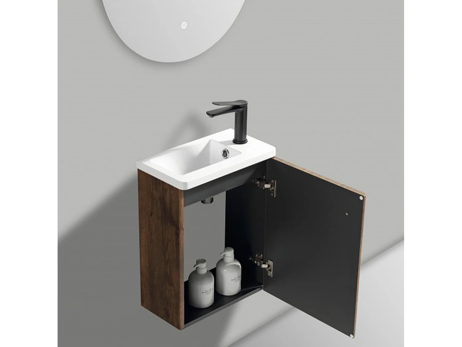 Lave main 40 cm chêne brun vieilli Aqualegno