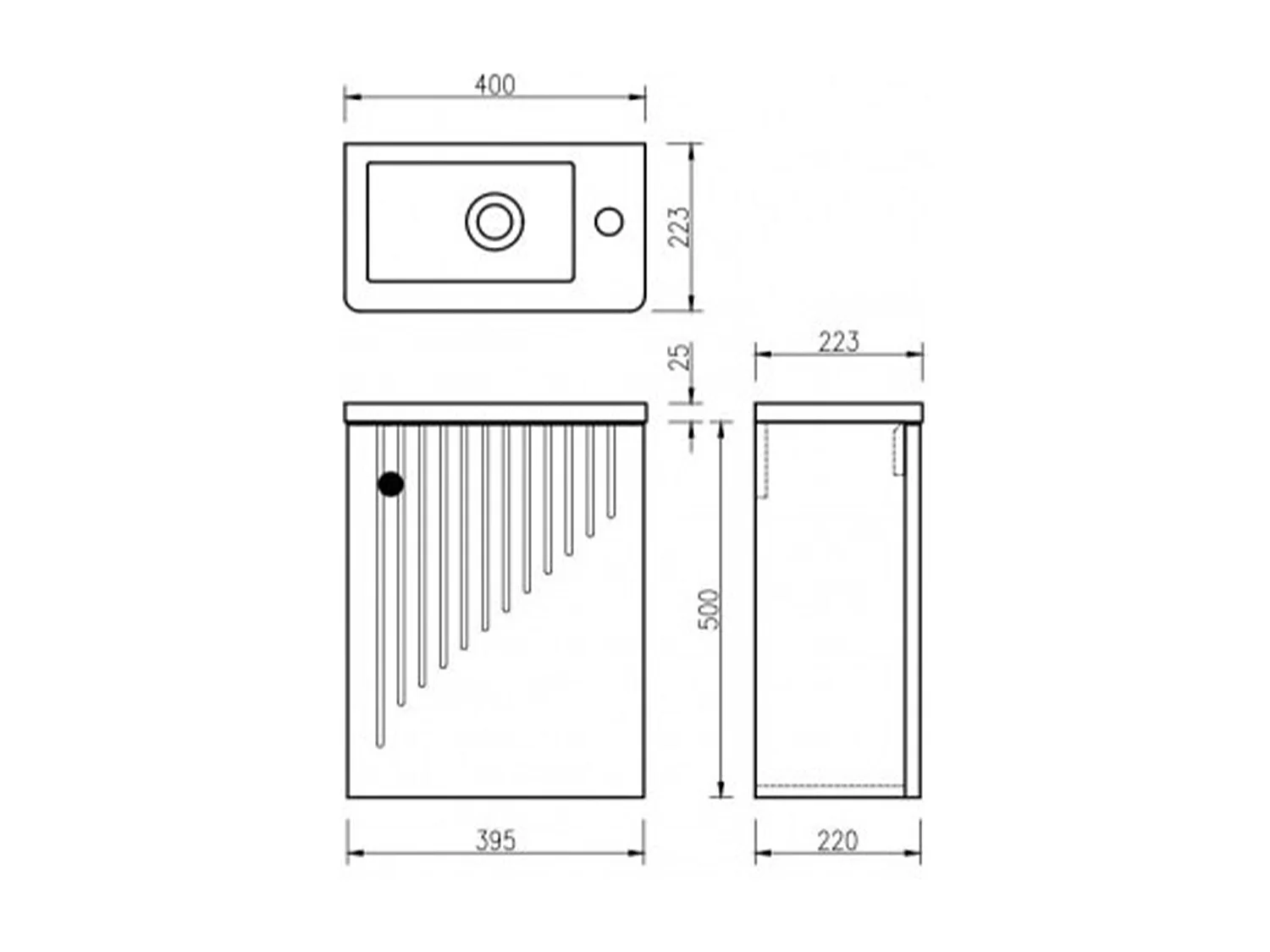 Lave main 40 cm chêne brun vieilli Aqualegno