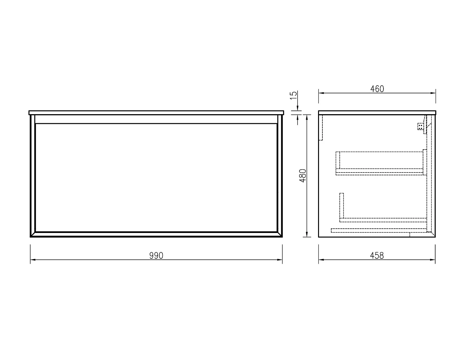 Meuble avec vasque 100 cm noir effet marbre Aquasasso