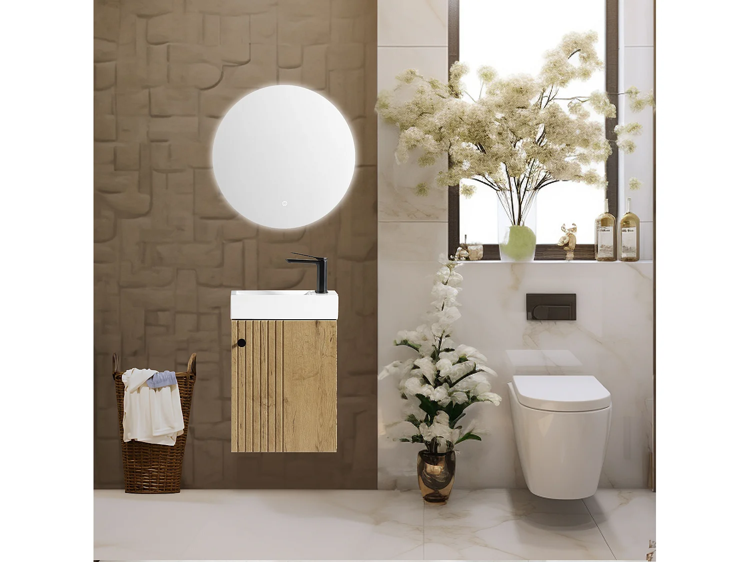 Lave main 40 cm effet chêne vieilli Aquapicolo