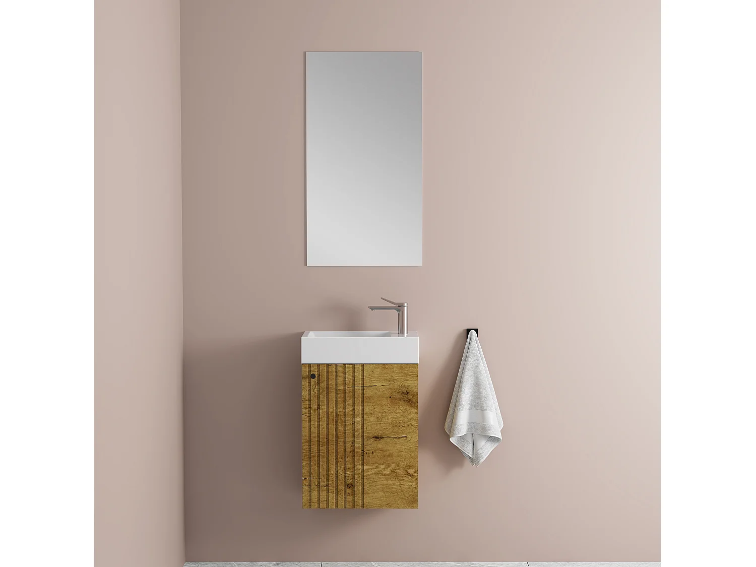 Lave main 40 cm effet chêne vieilli Aquapicolo