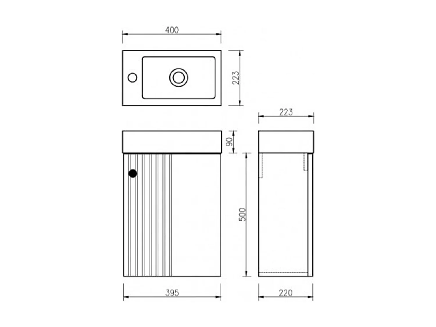 Lave main 40 cm effet chêne vieilli Aquapicolo