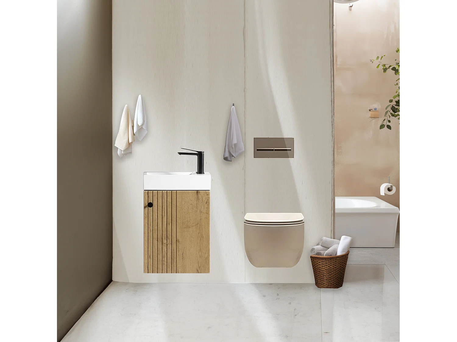 Lave main 40 cm effet chêne vieilli Aquapicolo