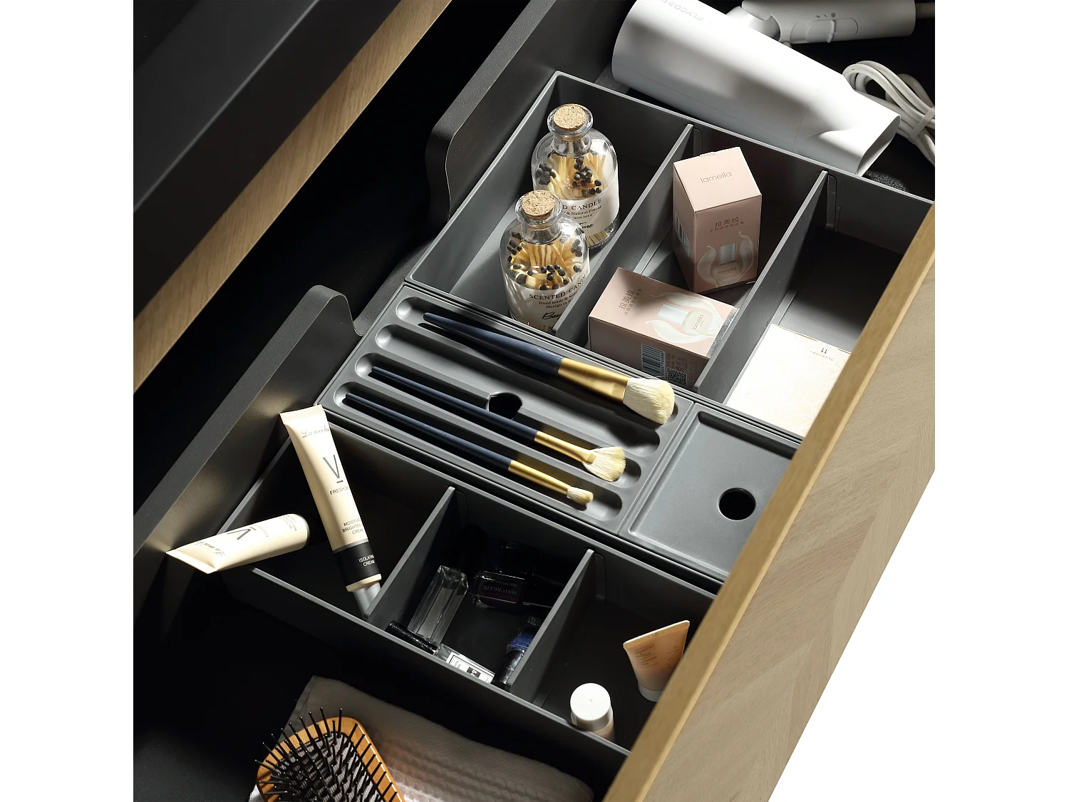 Meuble avec vasque 120 cm chevron aspect chêne Aquapunto