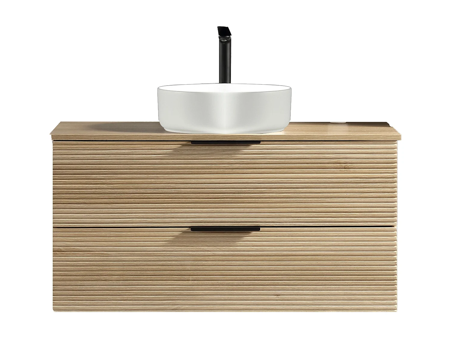 Meuble 120 cm chêne clair avec vasque à poser blanc mat Aqualinea