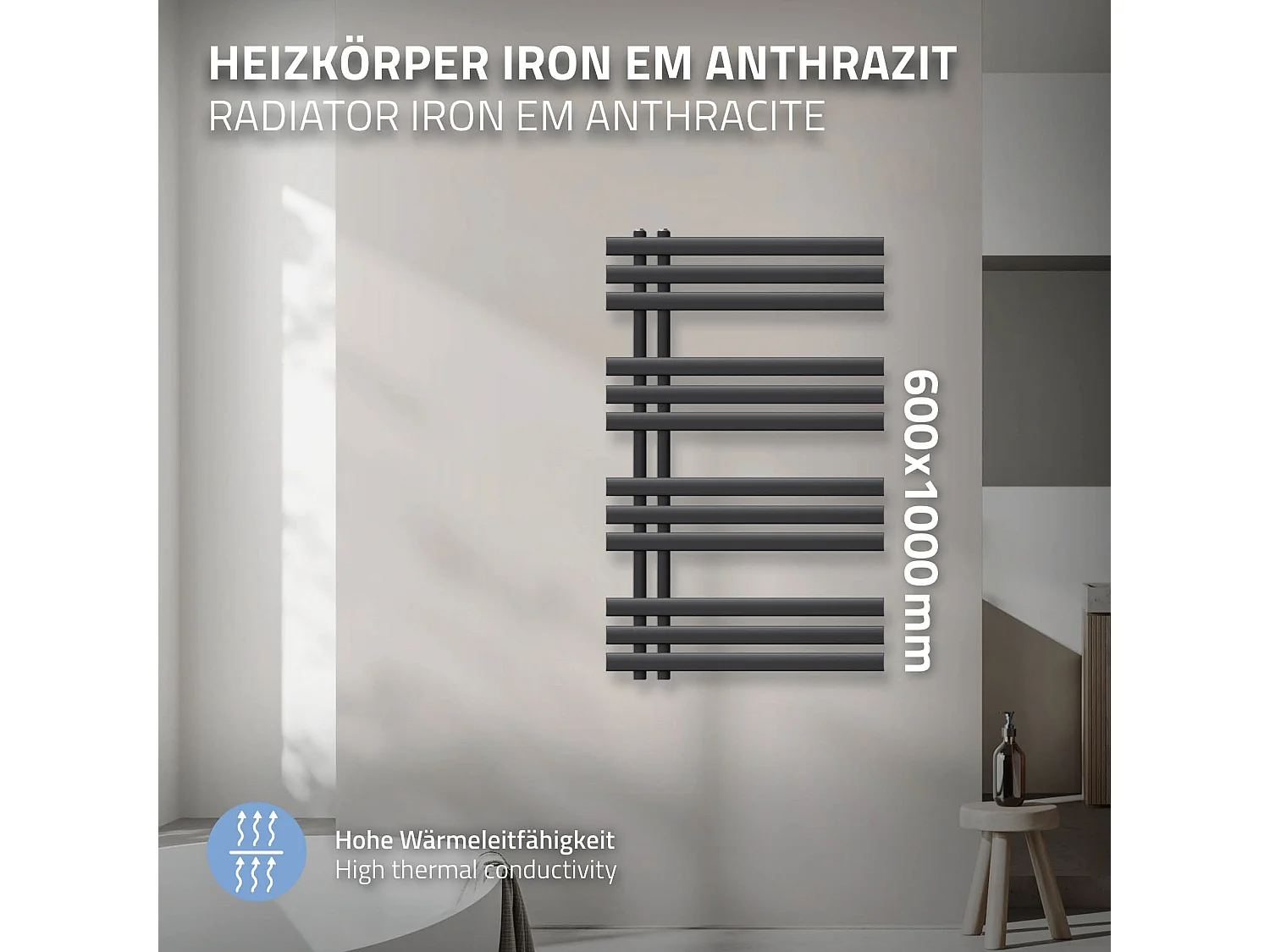 Ferro EM Radiatore Radiatore per asciugamani Radiatore per bagno Antracite 60x10