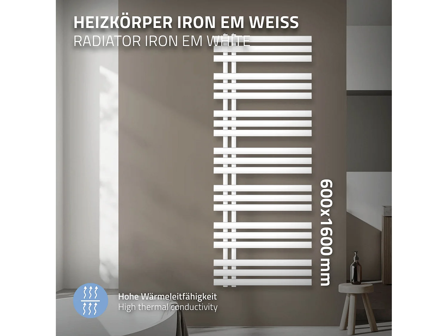 Radiador de hierro EM Radiador toallero Radiador de baño Blanco 60x160cm