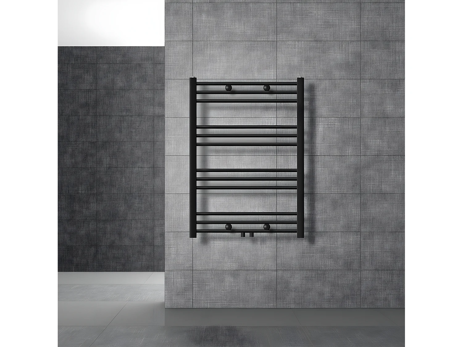 Radiateur de salle de bain Sahara raccord central sèche-serviettes noir 75x80cm