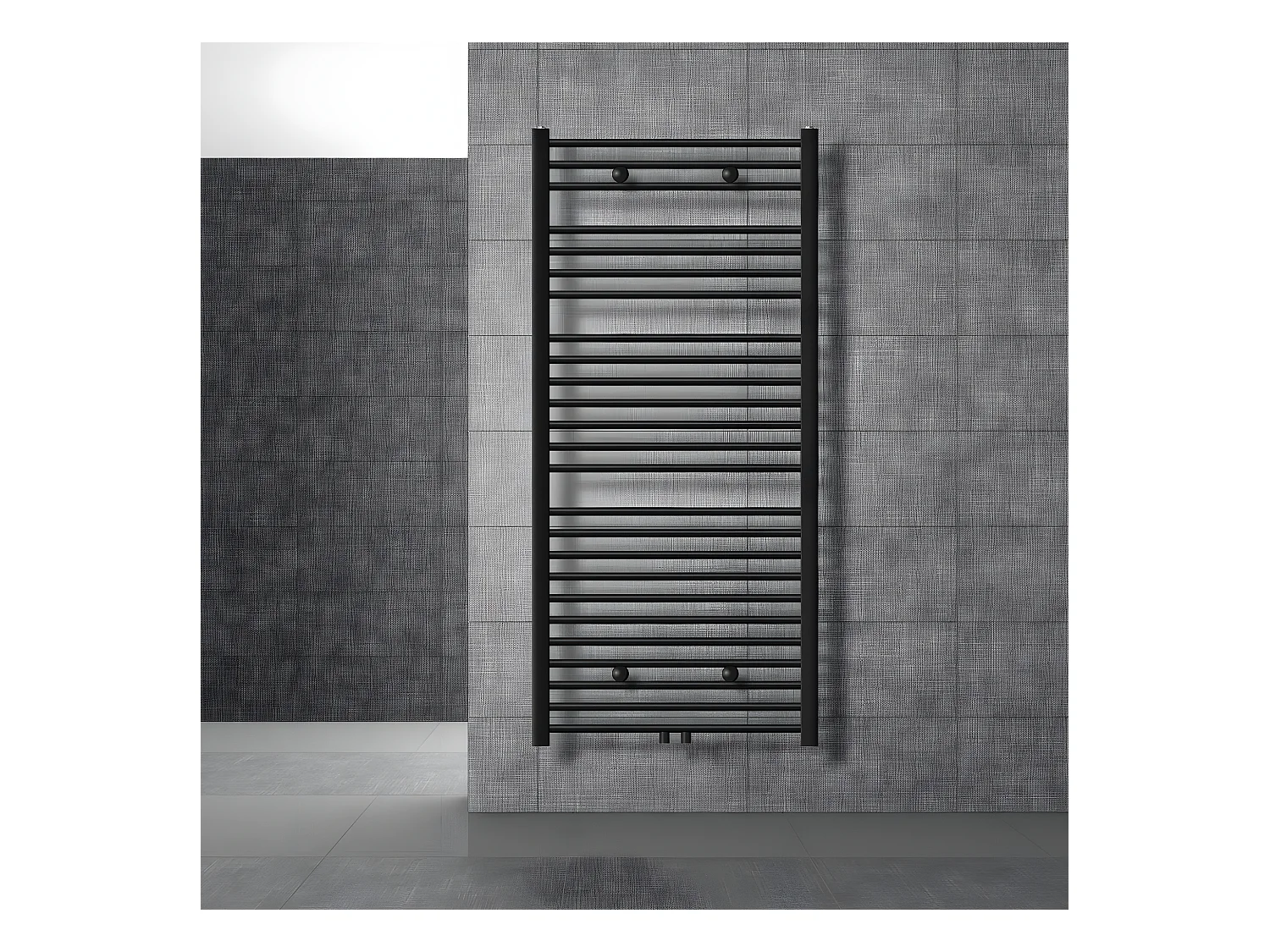 Radiateur de salle de bain Sahara raccord central sèche-serviettes noir 75x150cm