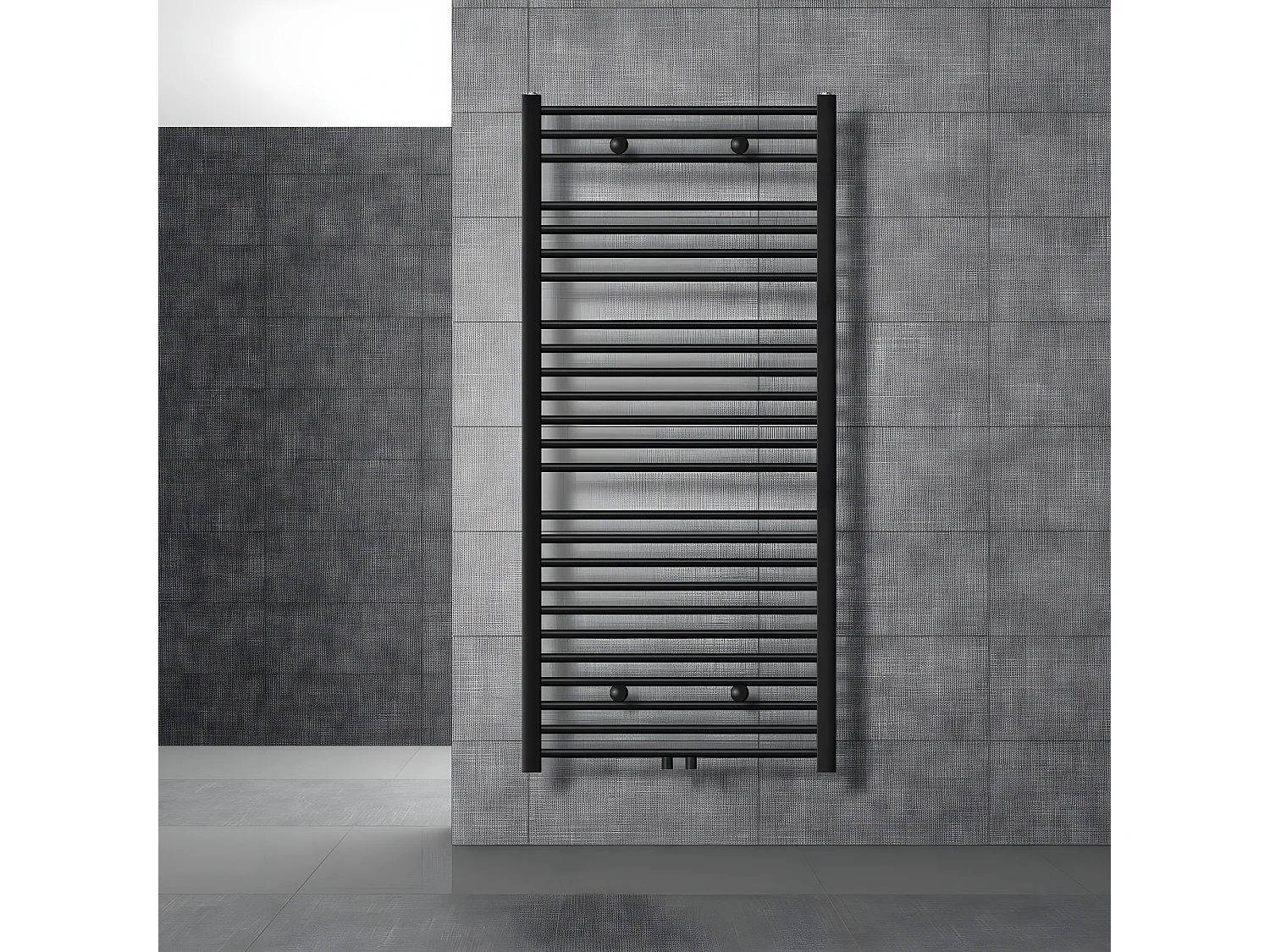 Radiateur de salle de bain Sahara raccord central sèche-serviettes noir 75x150cm