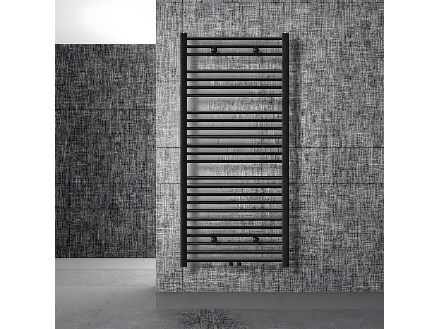 Radiateur de salle de bain Sahara raccord central sèche-serviettes noir 75x150cm
