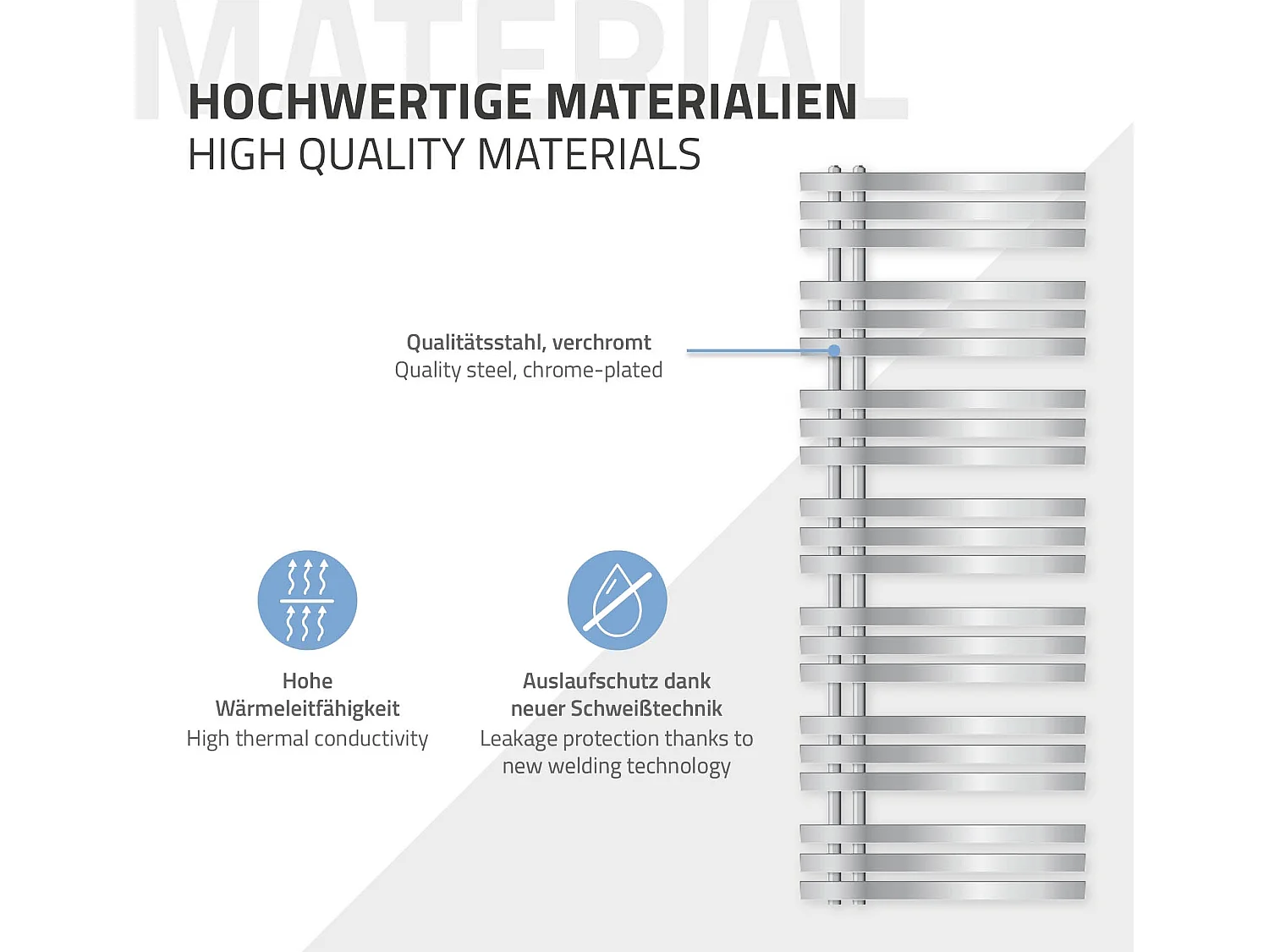 Ferro EM Radiatore Radiatore per asciugamani Radiatore per bagno cromato 60x160c
