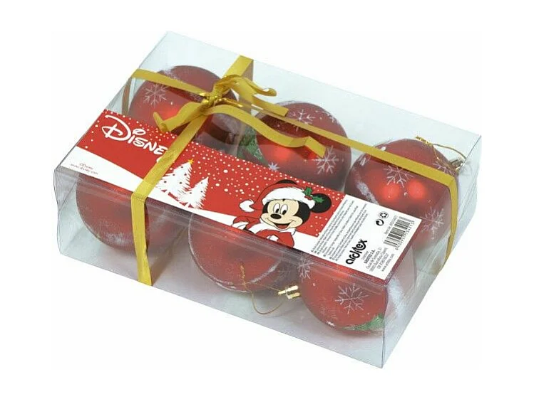 Boule de Noël Mickey Mouse Happy smiles 6 Unités Rouge Plastique (Ø 8 cm)