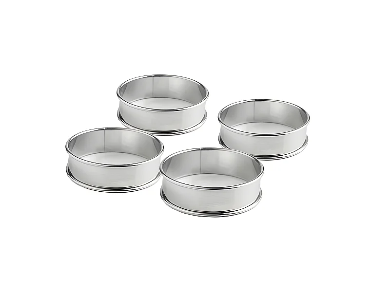 Lot de 4 cercles à tarte en inox Patisse 8x2cm - 02141