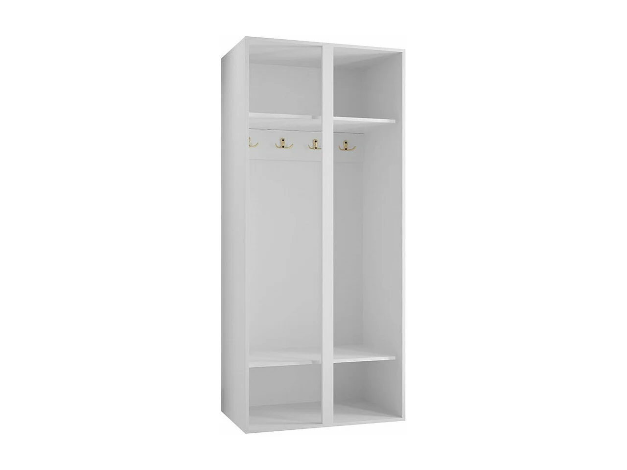 Armoire Hartford 395, Blanc, 186x74x44cm, Portes d'armoire: Avec des charnières