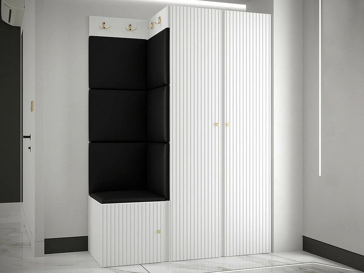 Armoire Hartford 395, Blanc, 186x74x44cm, Portes d'armoire: Avec des charnières