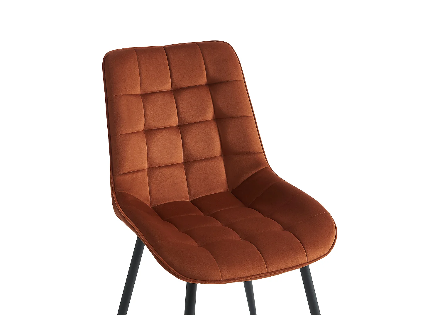 Lot de 2 chaises matelassées - Velours et métal noir - Terracotta - OLLUA