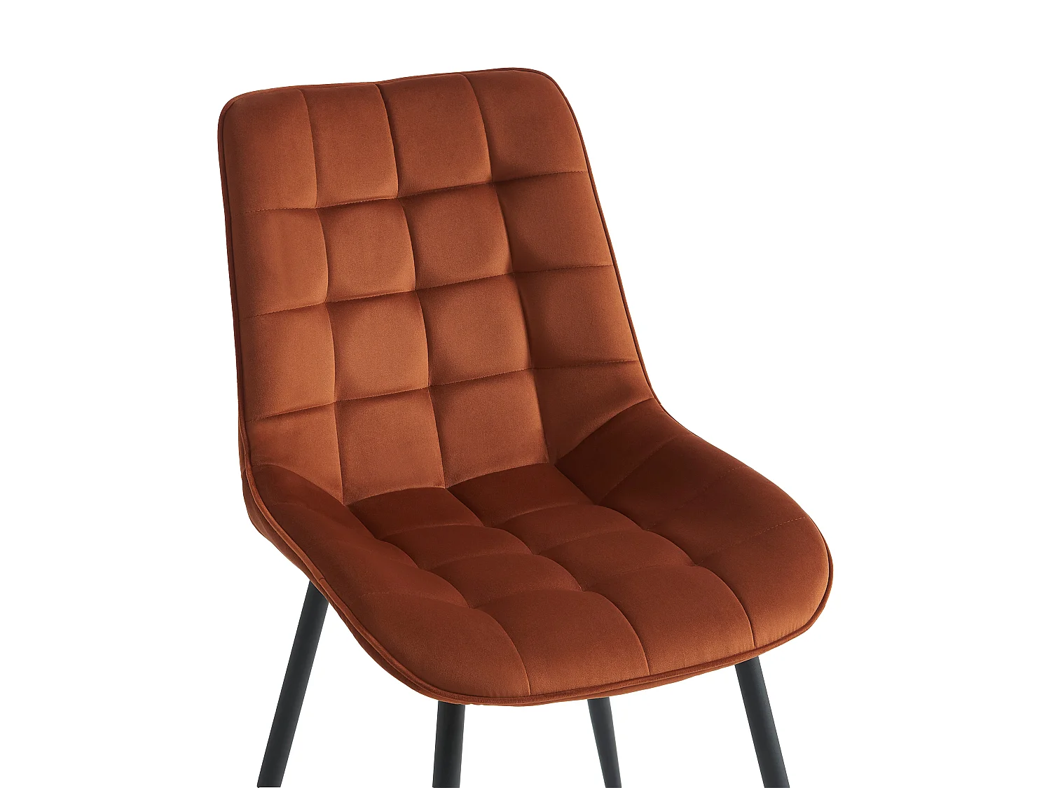 Lot de 2 chaises matelassées - Velours et métal noir - Terracotta - OLLUA