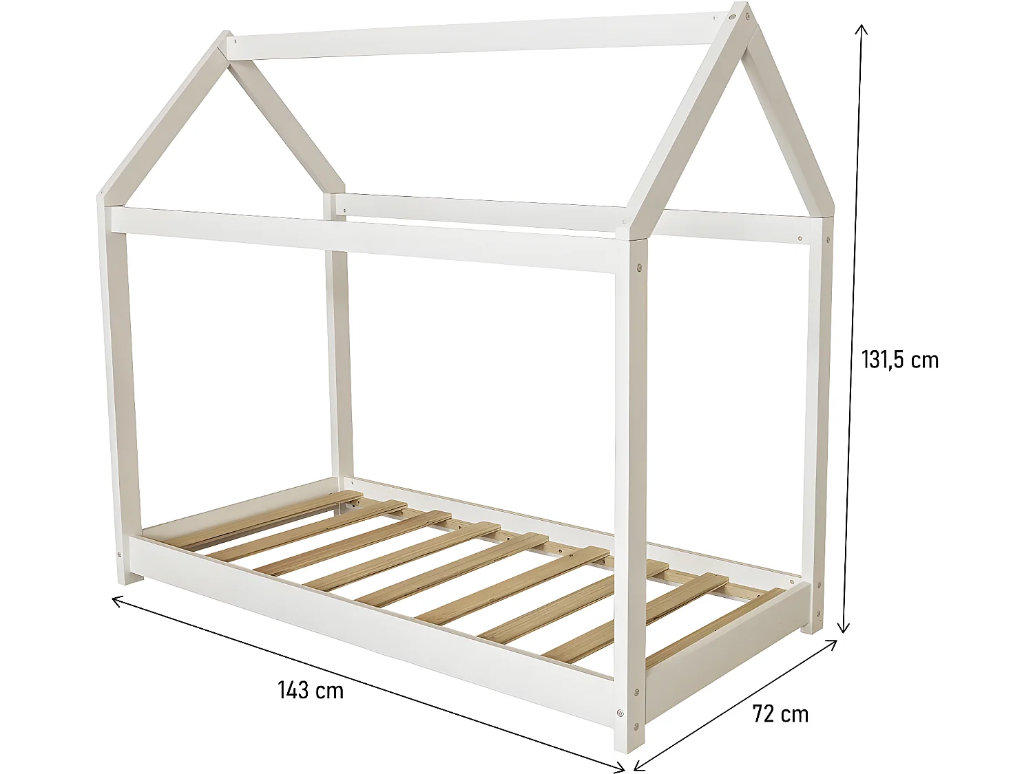 Lit Cabane pour enfant "Camilla" - 140 x 70 cm - Blanc