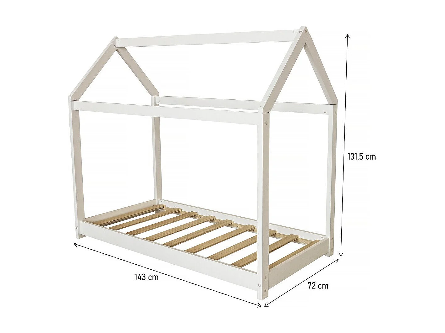 Lit Cabane pour enfant "Camilla" - 140 x 70 cm - Blanc