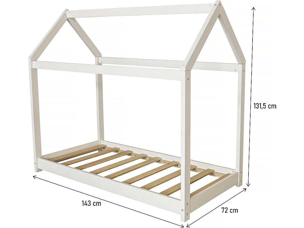 Lit Cabane pour enfant "Camilla" - 140 x 70 cm - Blanc