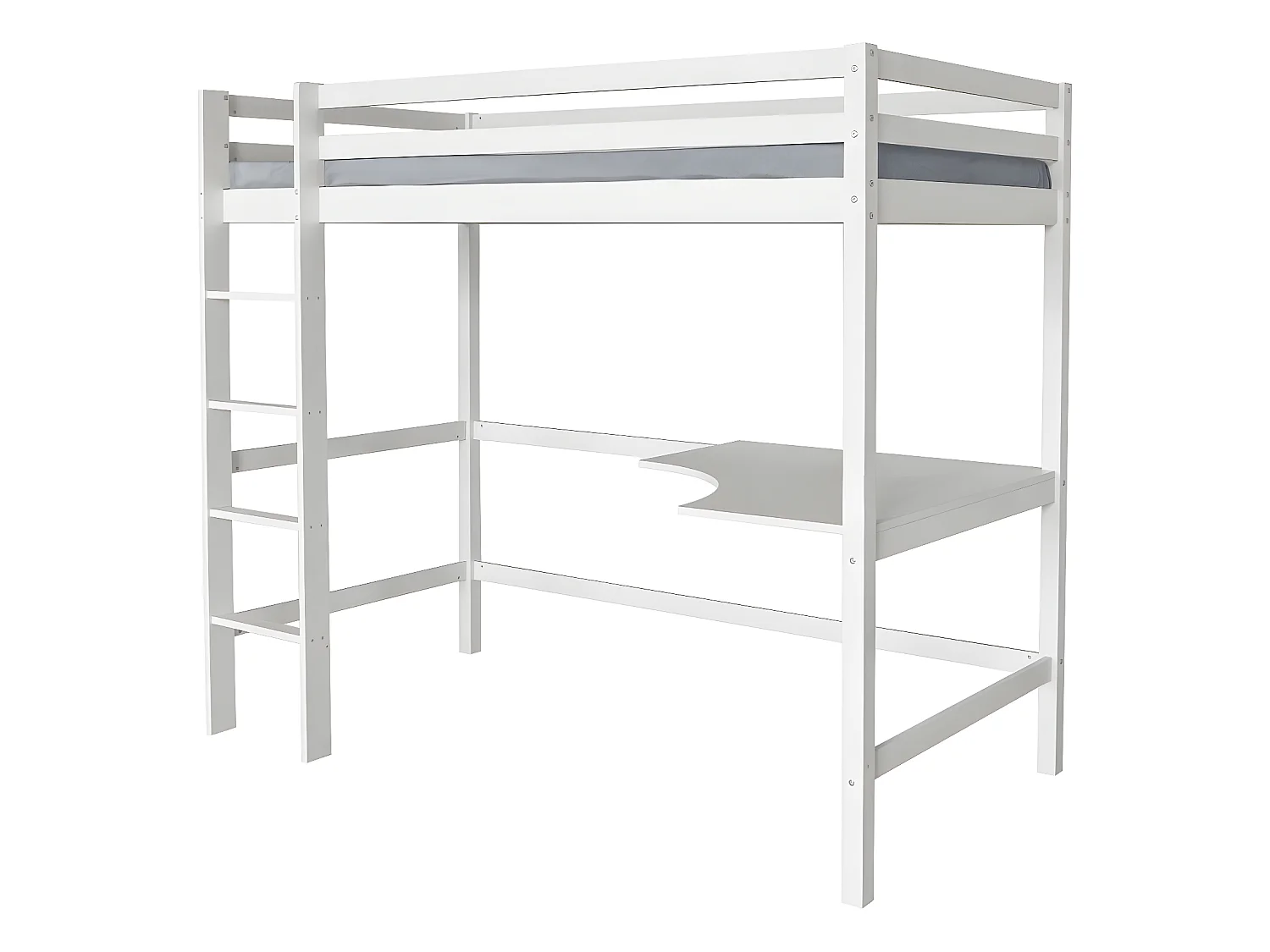 Cama mezzanine  infantil con escritorio "Angéla" 90 x 190 cm - Blanco