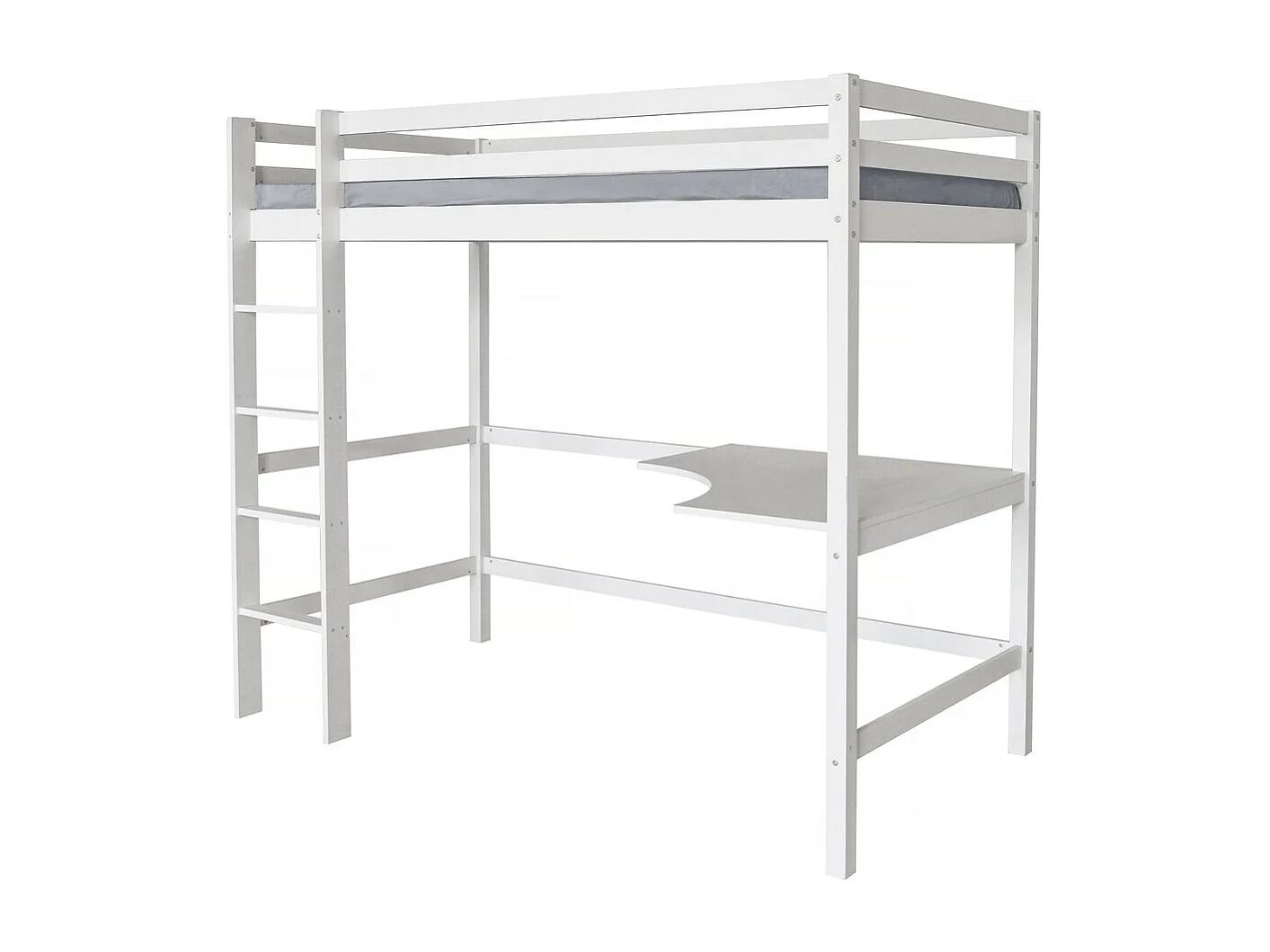 Kinderhoogslaper met geïntegreerd bureau "Angéla" 90x190cm - Wit