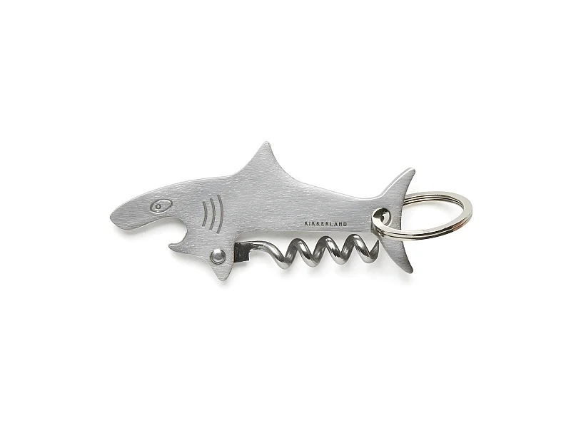Porte-clés tire-bouchon Requin Argent  Kikkerland