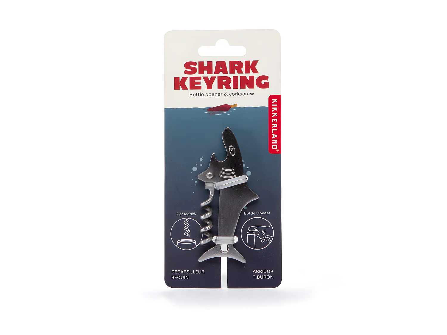 Porte-clés tire-bouchon Requin Argent  Kikkerland